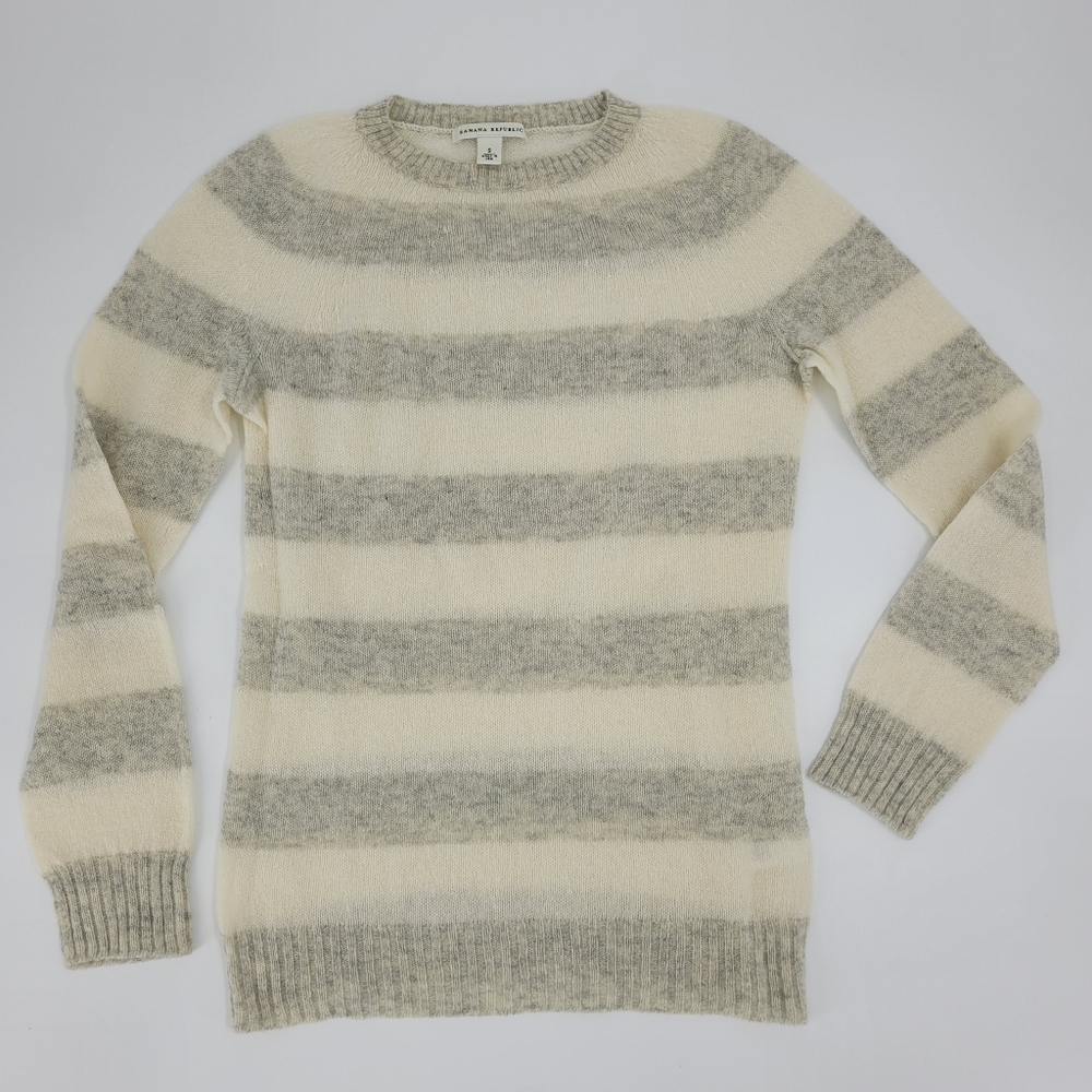 Banana Republic Sweater Wool Cashmere USA Made Marled Stripe Crewneck Size Small